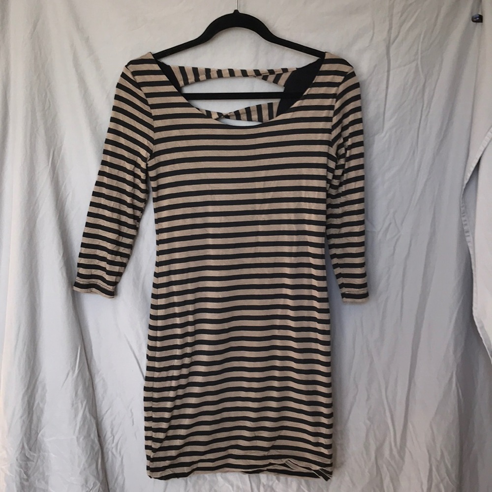 Black and brown striped mini dress